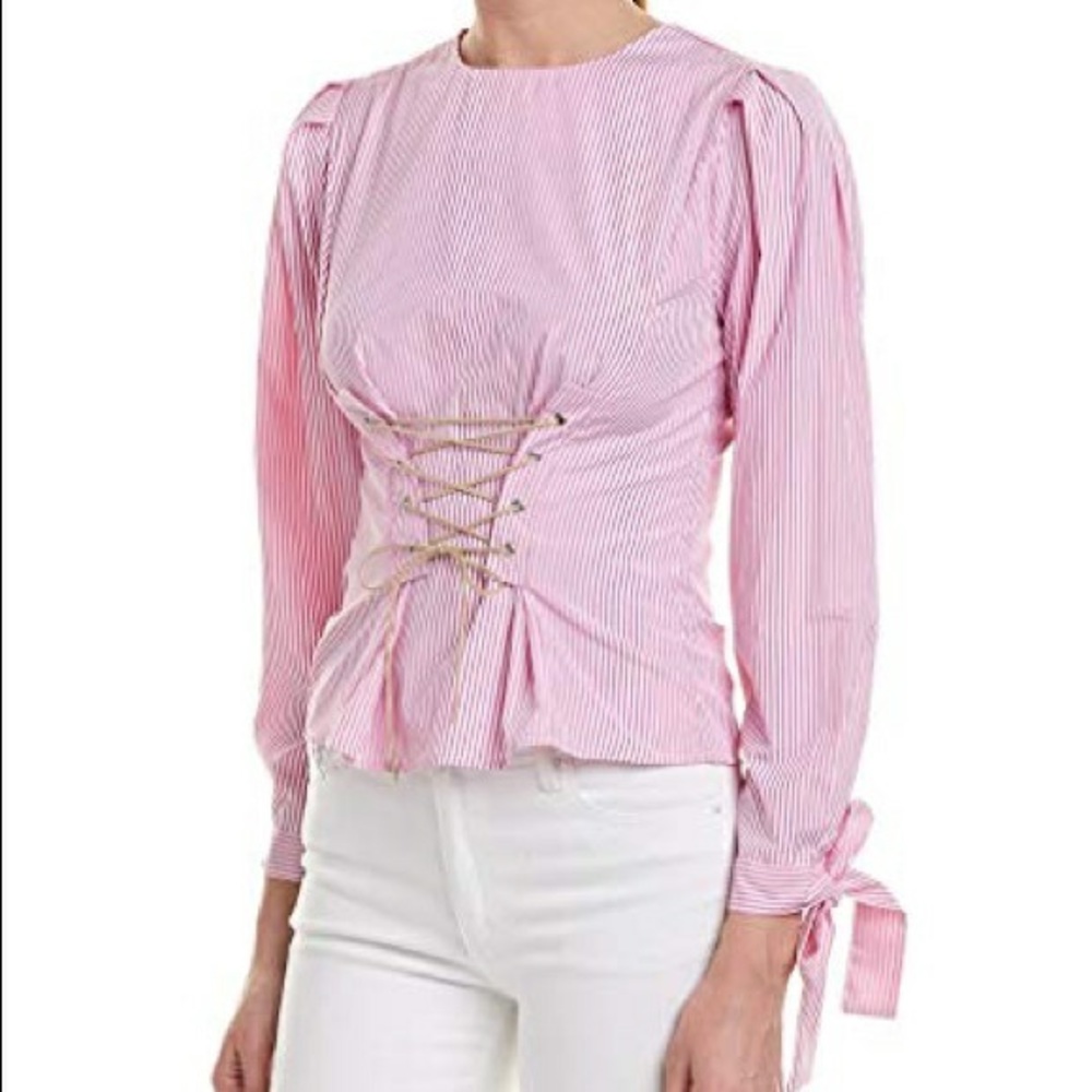 Romeo+Juliet pink white long sleeve corset top